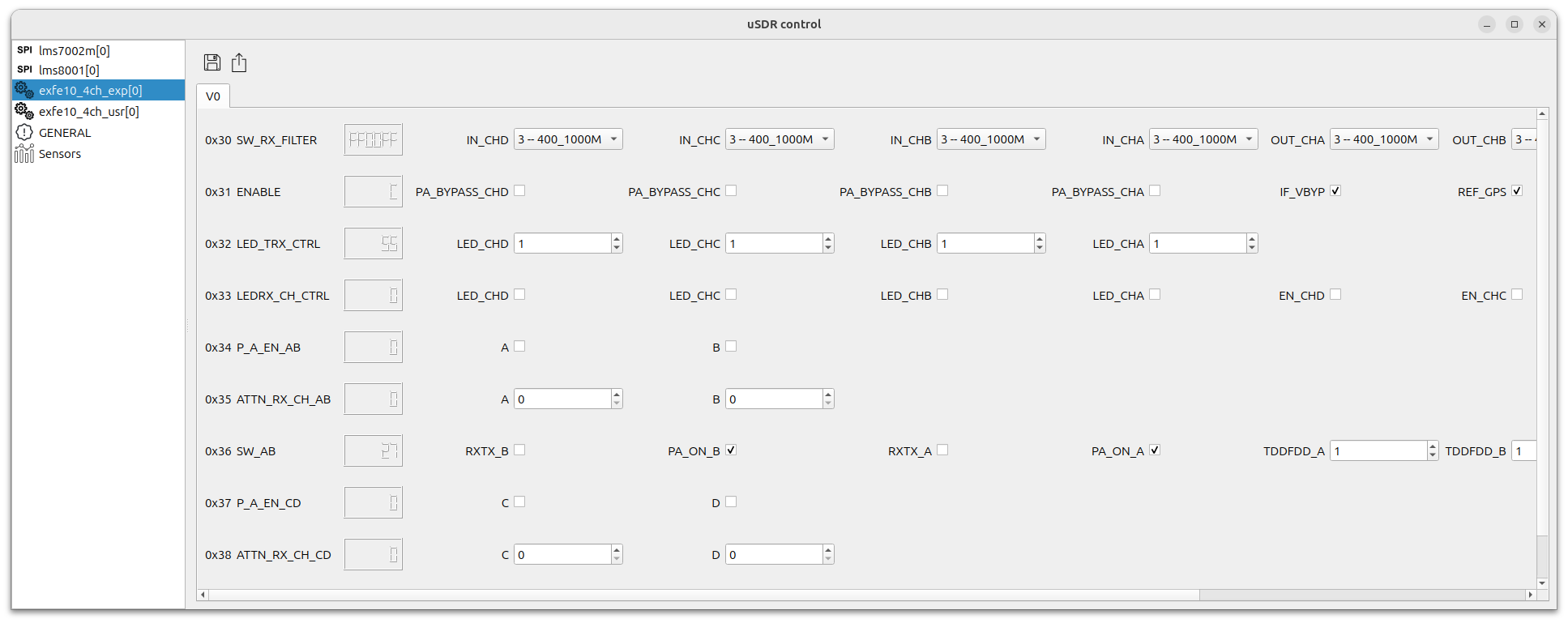 fe control lowlevel registers